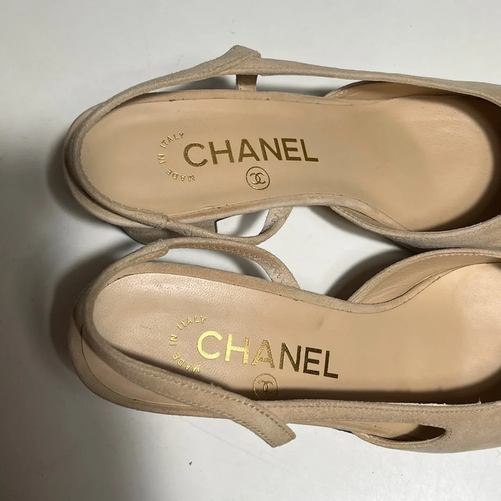 Chanel Beige and Black Women's Shoes slingbacks heels - Picture 10 of 11